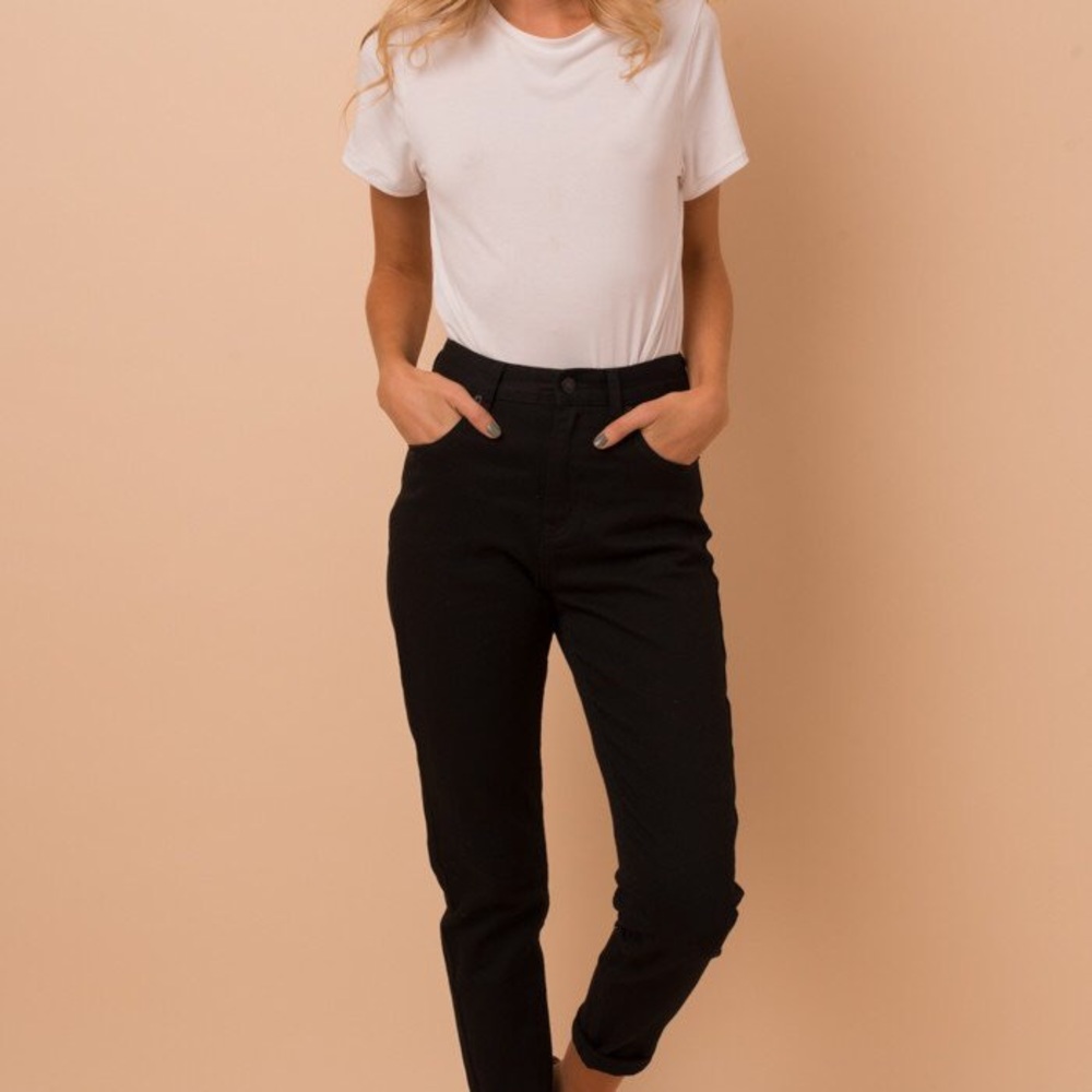 Afends slim skinny black jeans high rise